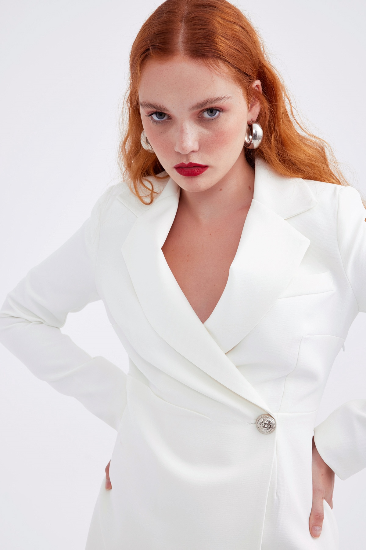 Buttoned wrap dress - ECRU