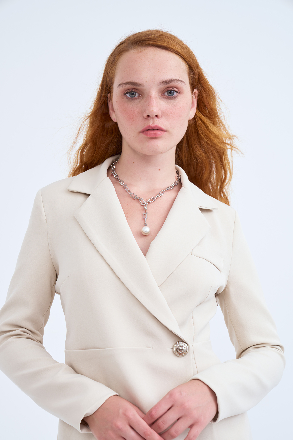 Buttoned wrap dress - STONE