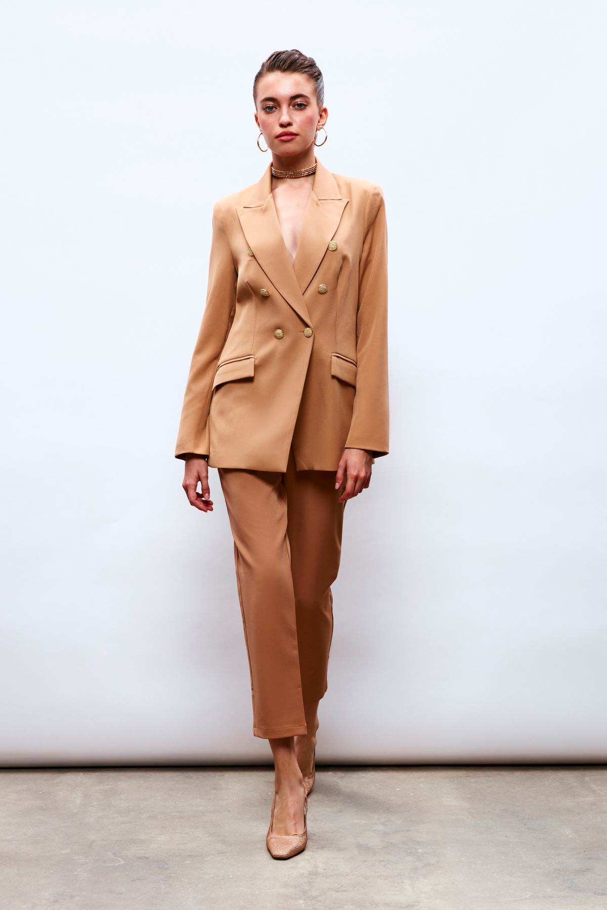 Düğmeli Blazer Ceket - CAMEL