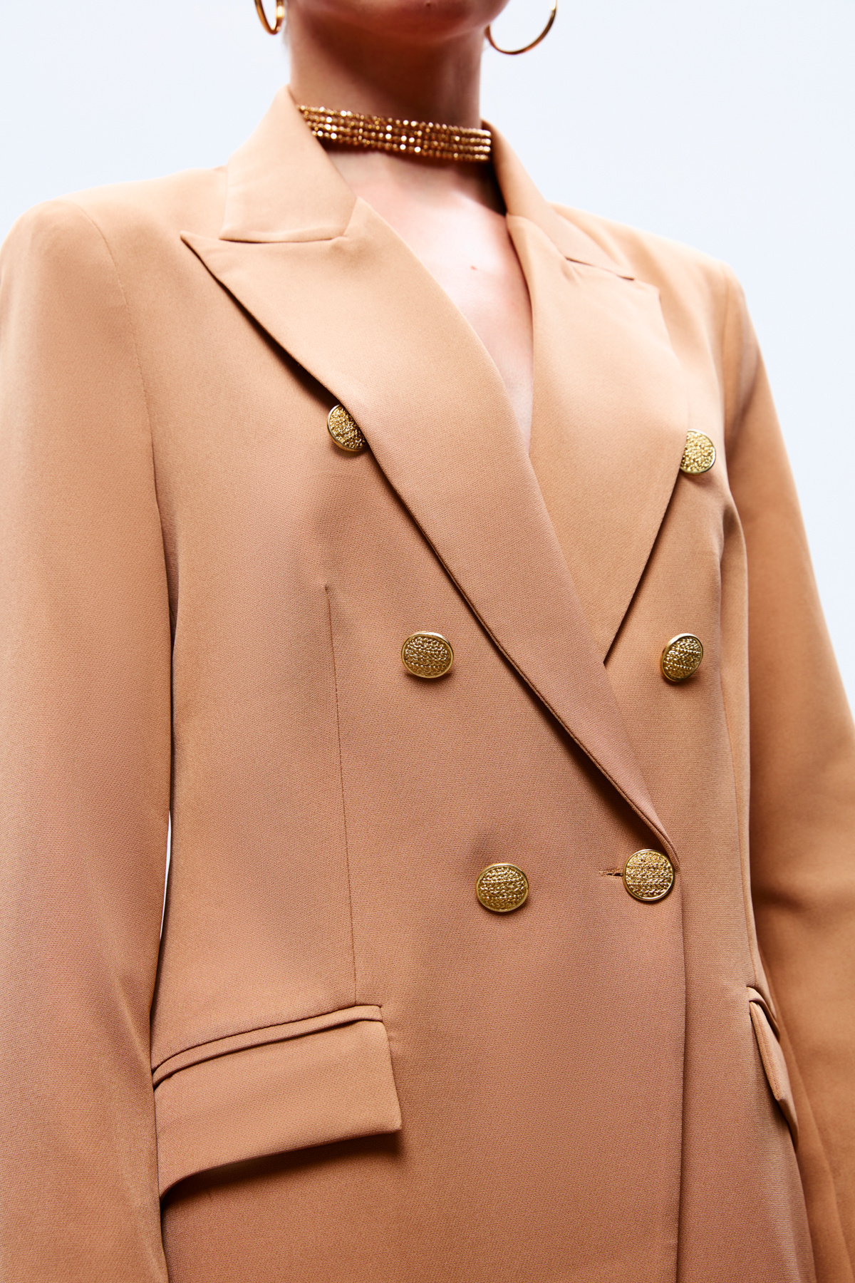 Düğmeli Blazer Ceket - CAMEL