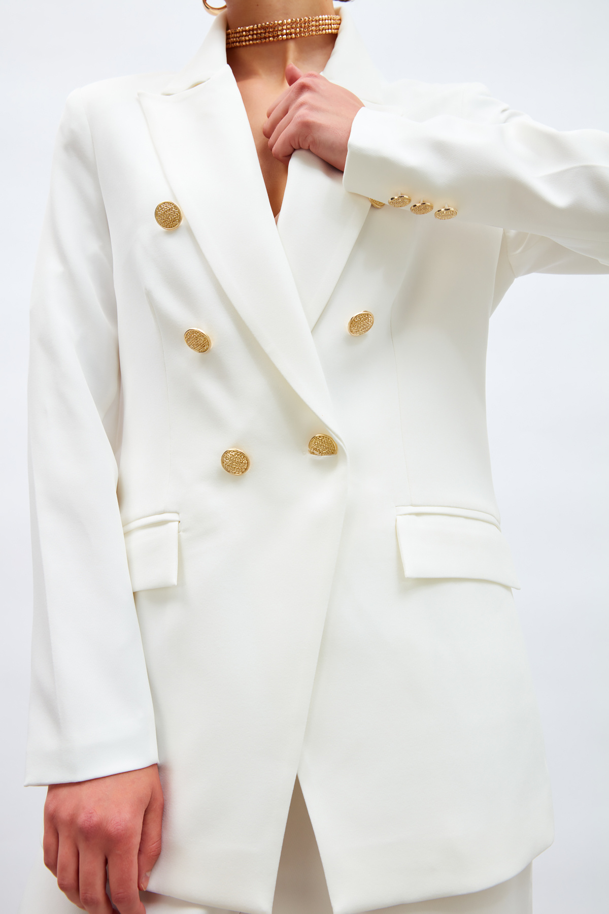 Düğmeli Blazer Ceket - EKRU