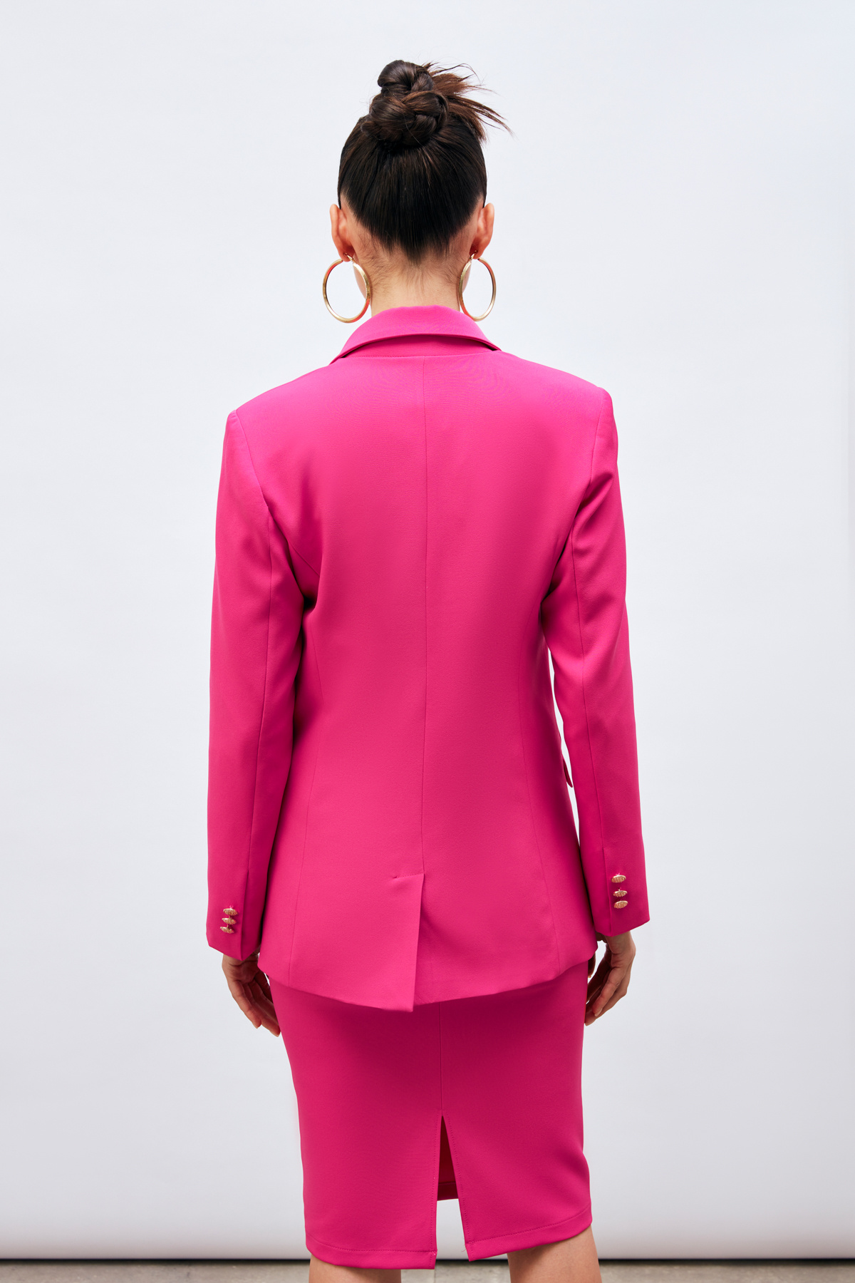 Düğmeli Blazer Ceket - FUŞYA