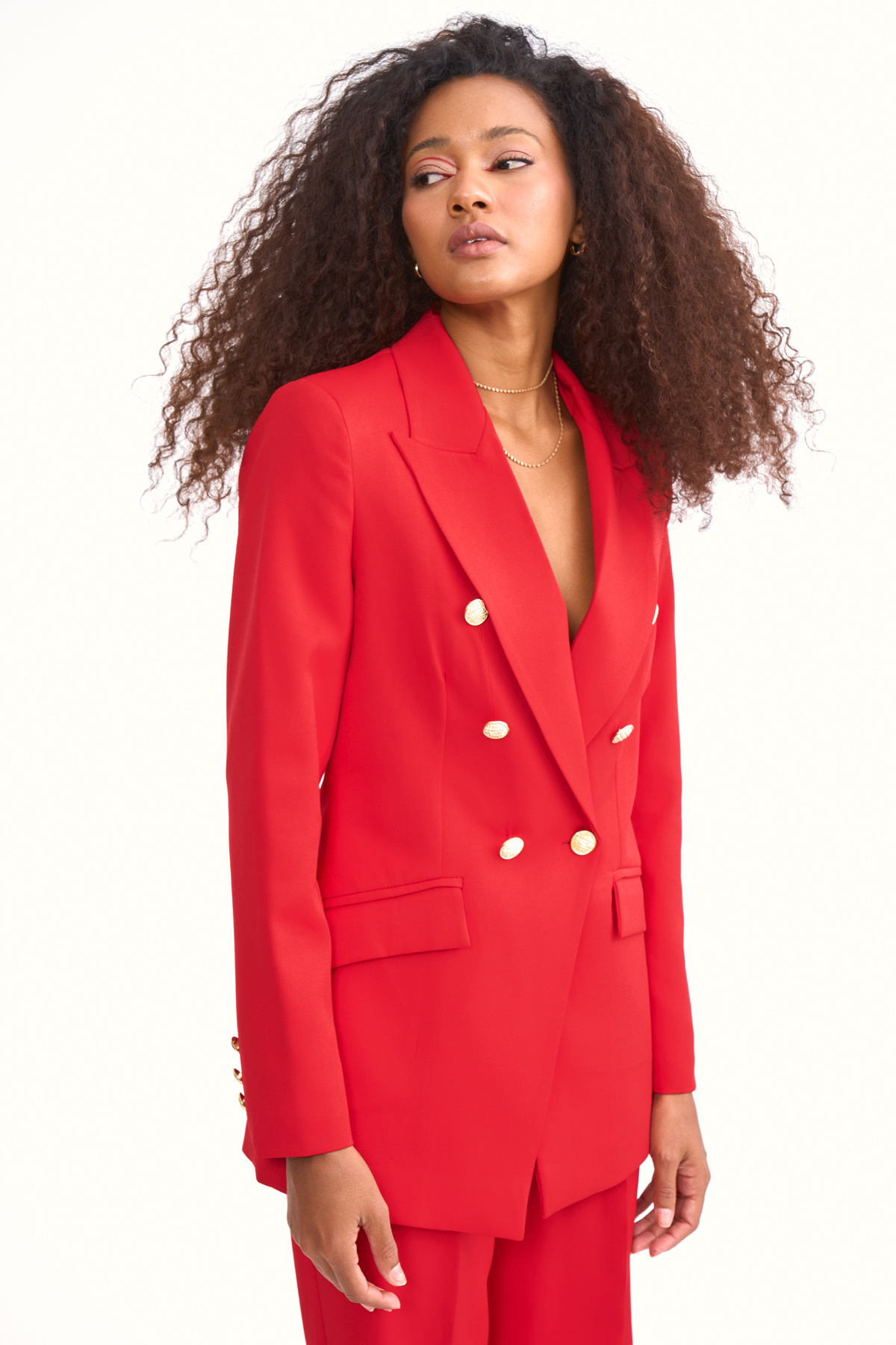 Düğmeli blazer ceket - KIRMIZI