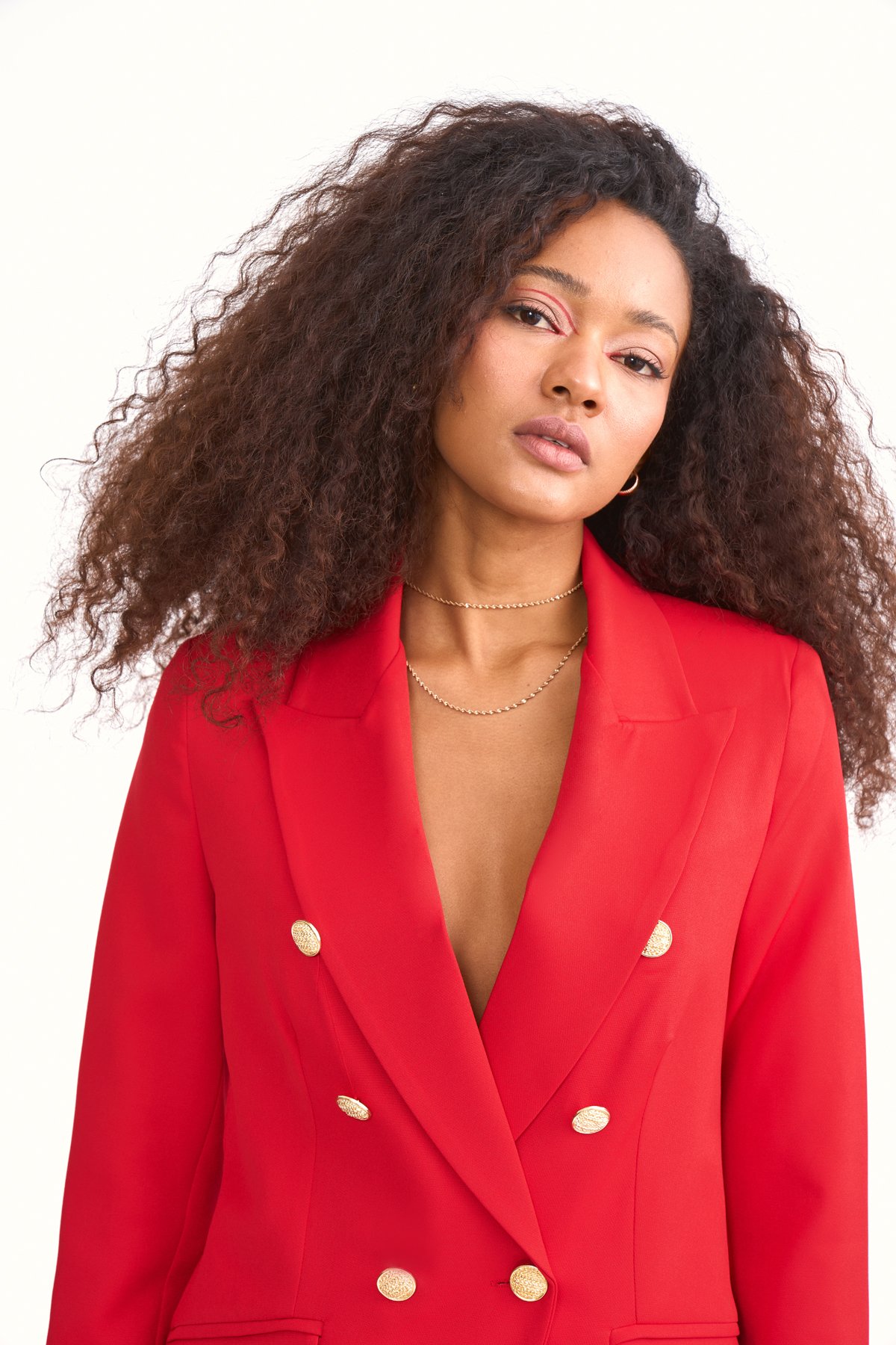 Düğmeli blazer ceket - KIRMIZI