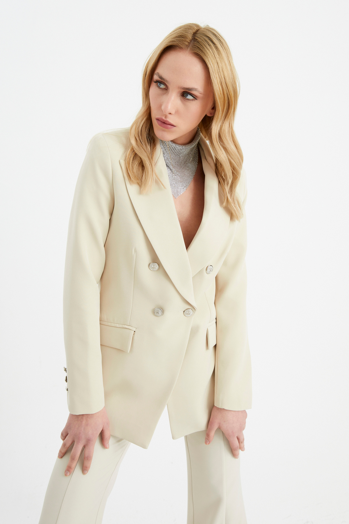 Düğmeli blazer ceket - TAŞ