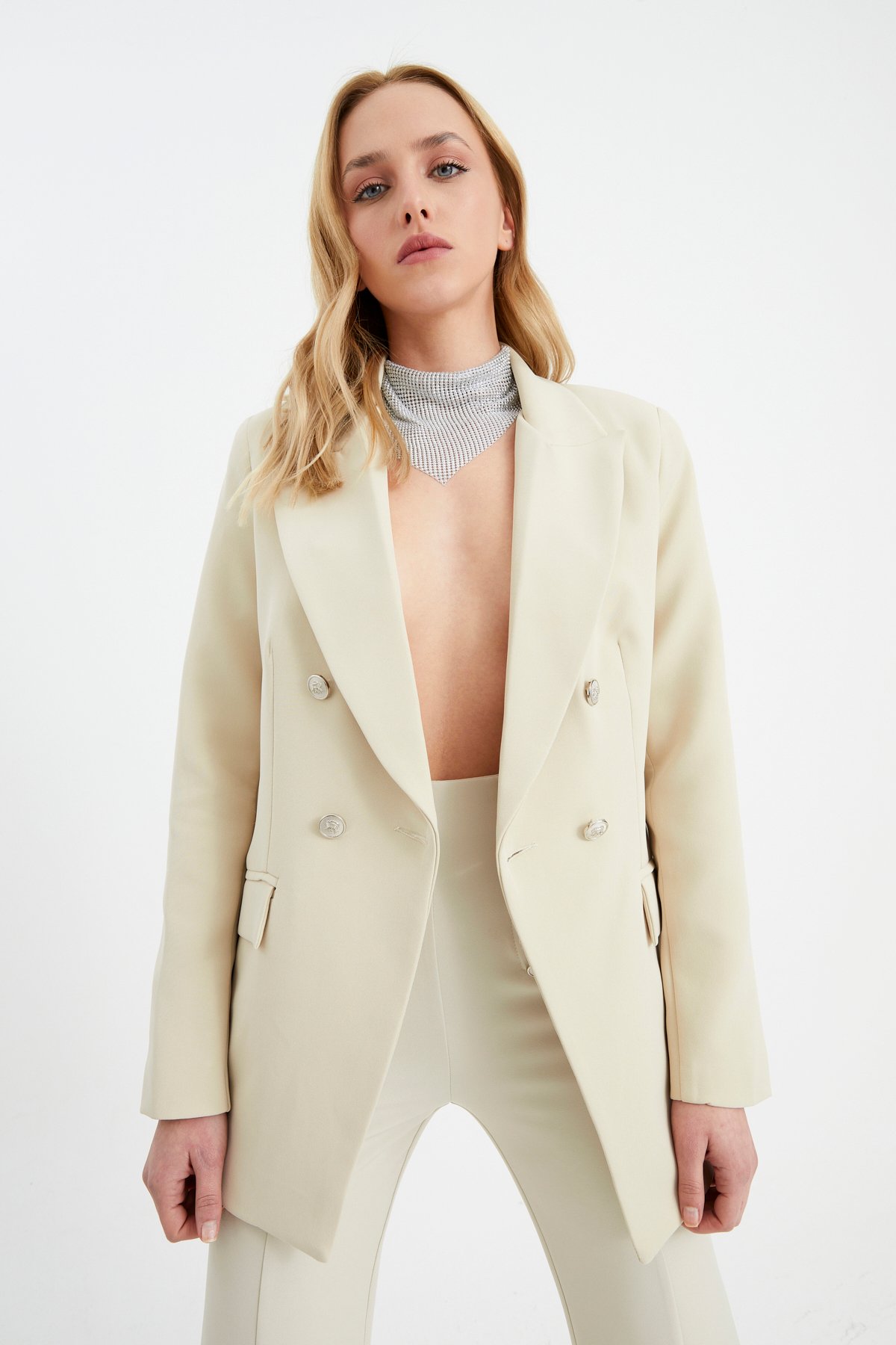 Düğmeli blazer ceket - TAŞ