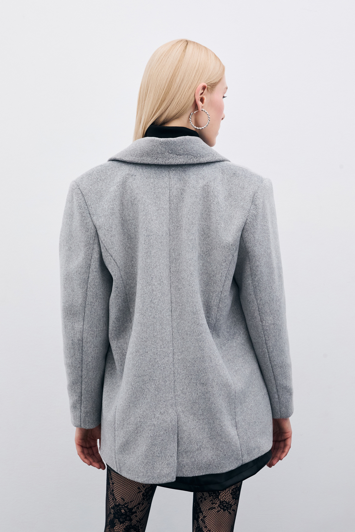 Düğmeli Kaşe Ceket - Antrasit