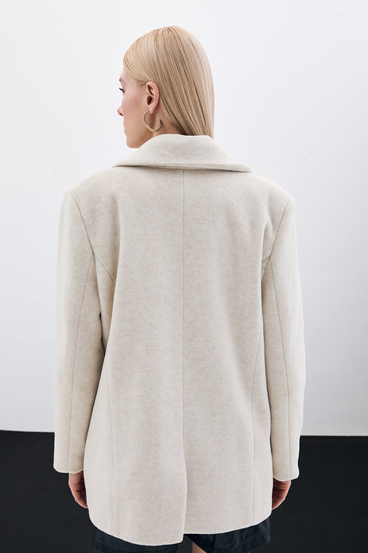 Düğmeli Kaşe Ceket - Bej