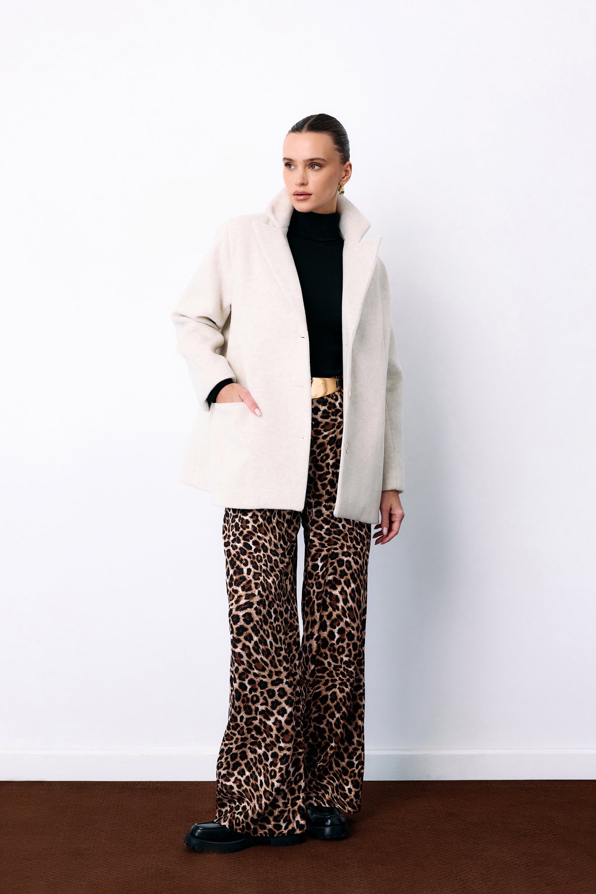 Düğmeli Kaşe Ceket - Ekru