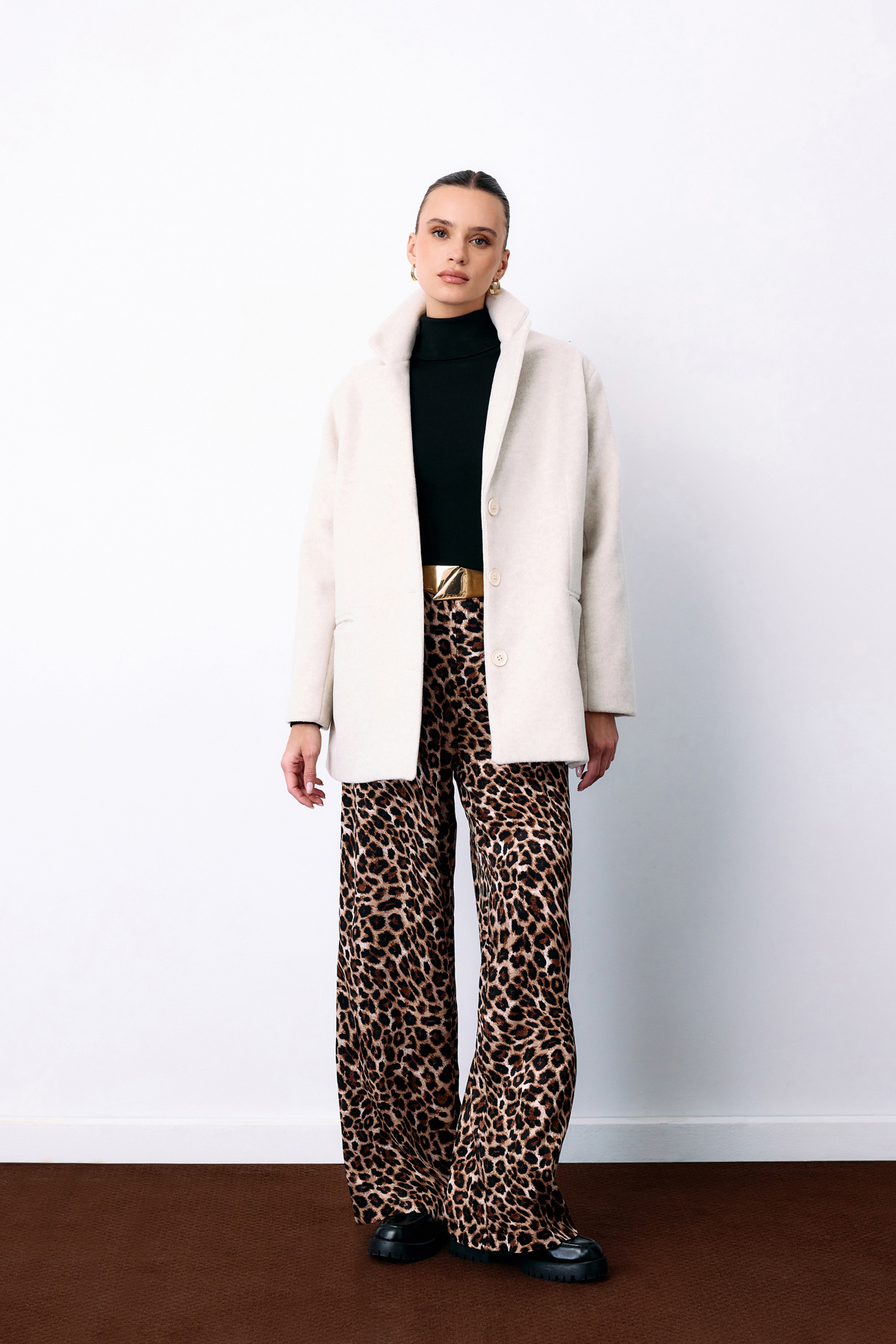 Düğmeli Kaşe Ceket - Ekru