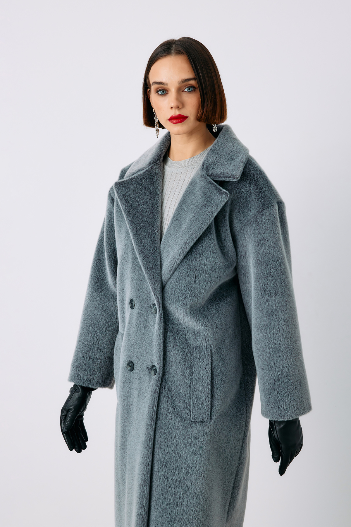 Düğmeli Kaşe Kaban - ANTRASİT