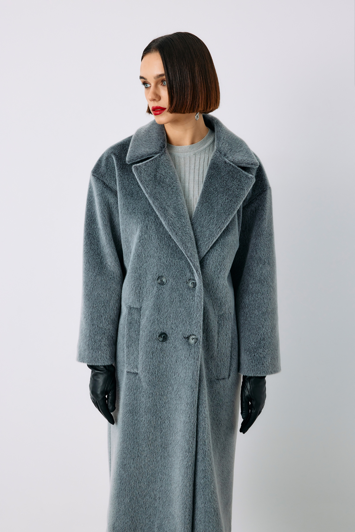 Düğmeli Kaşe Kaban - ANTRASİT