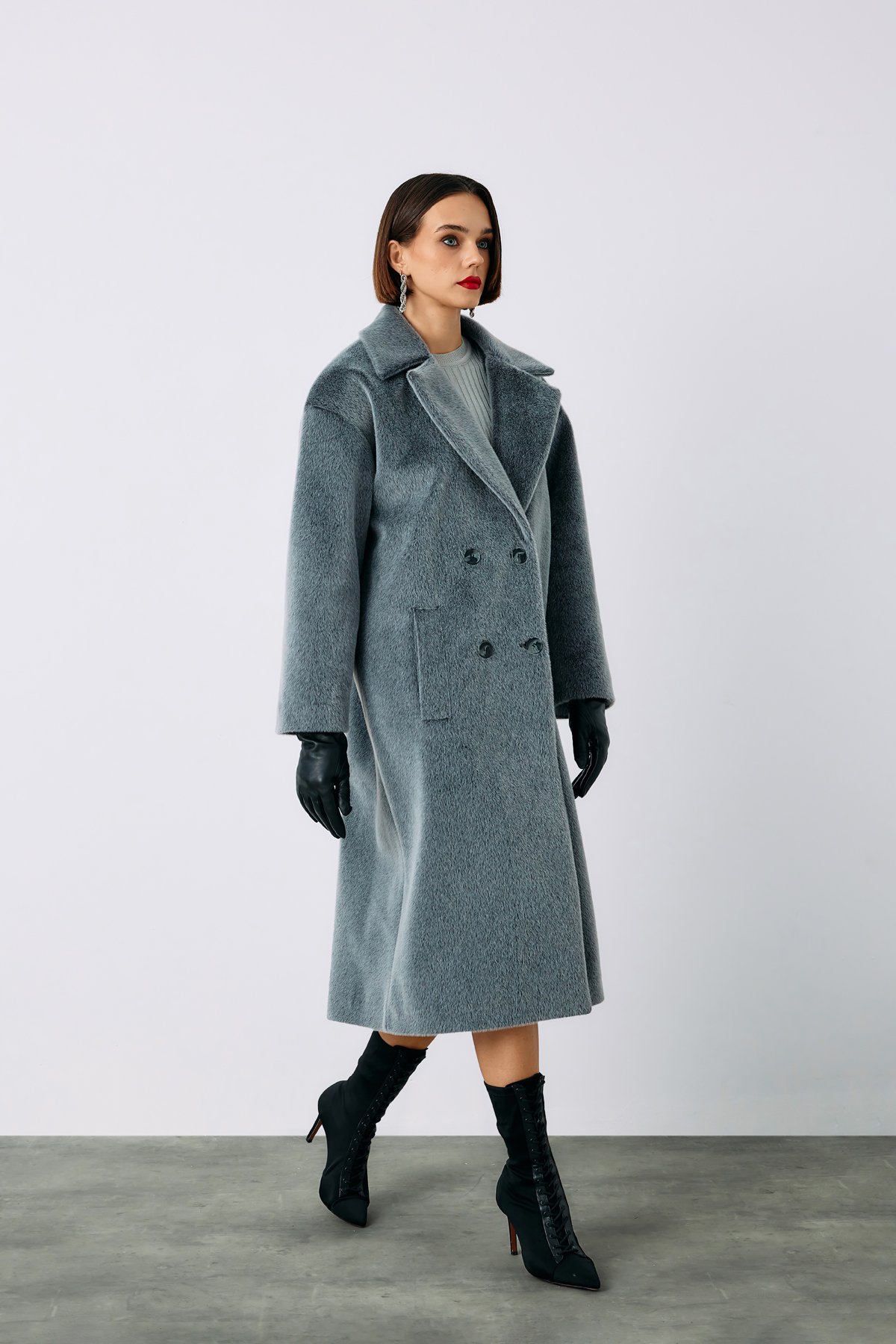 Düğmeli Kaşe Kaban - ANTRASİT