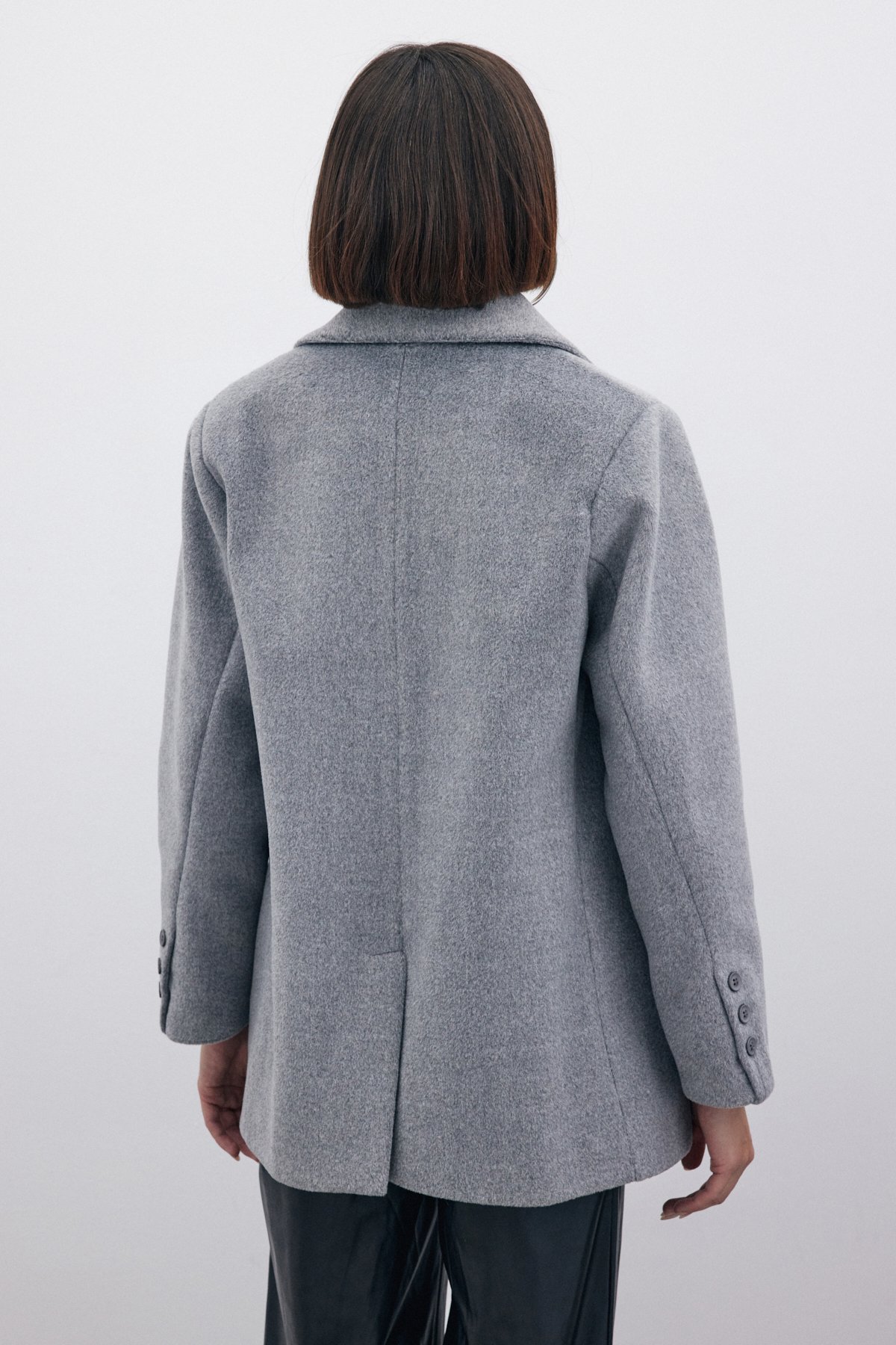 Düğmeli Kaşe Kaban - ANTRASİT