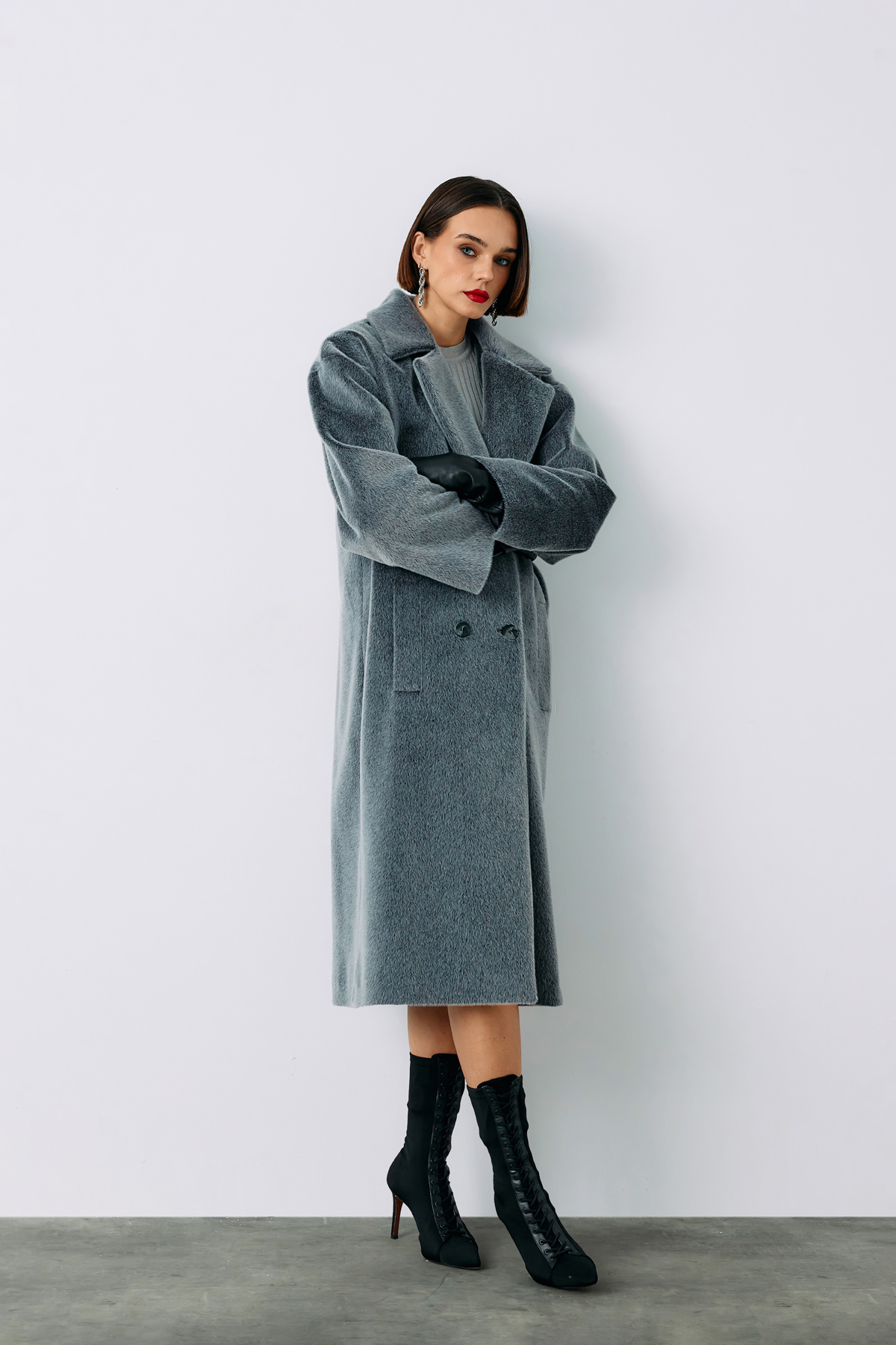 Düğmeli Kaşe Kaban - ANTRASİT