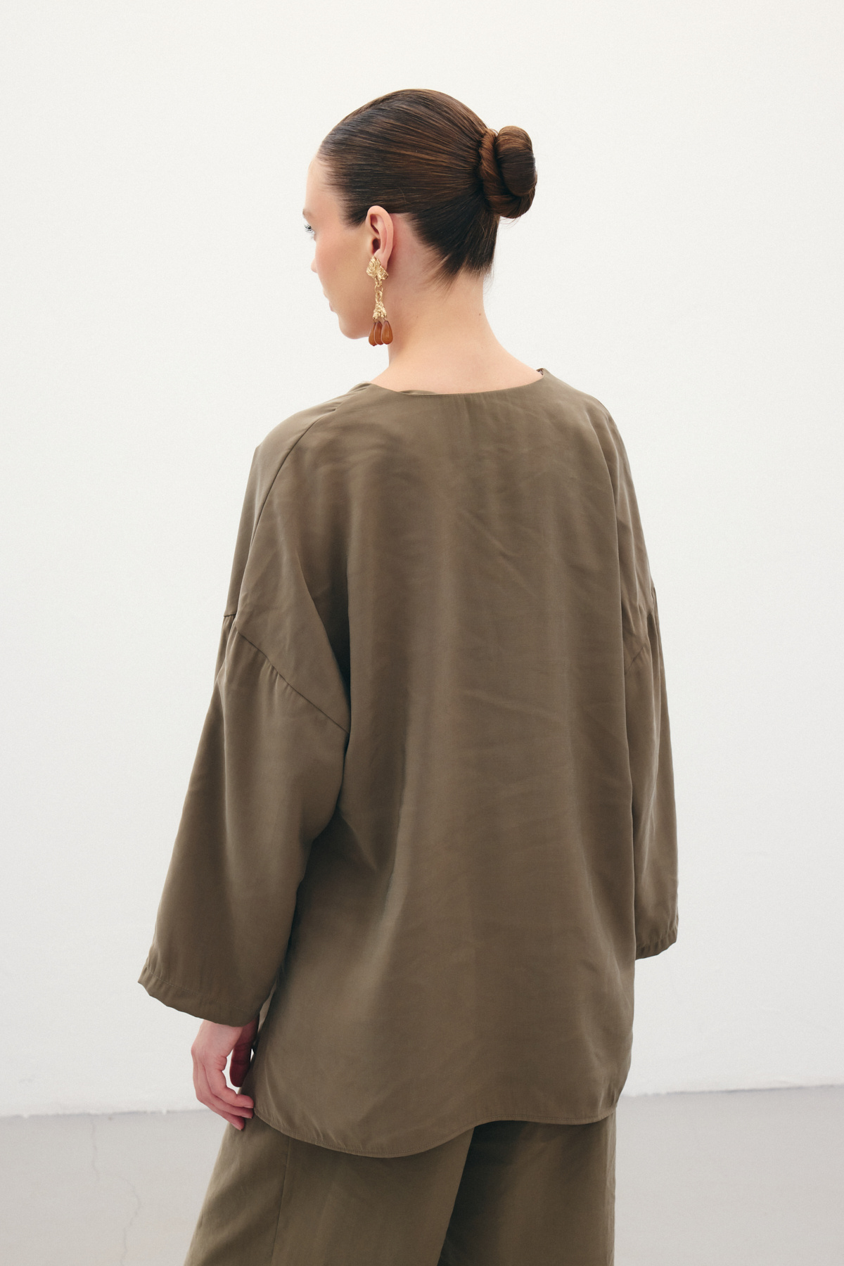 Düğmeli Kimono - Haki