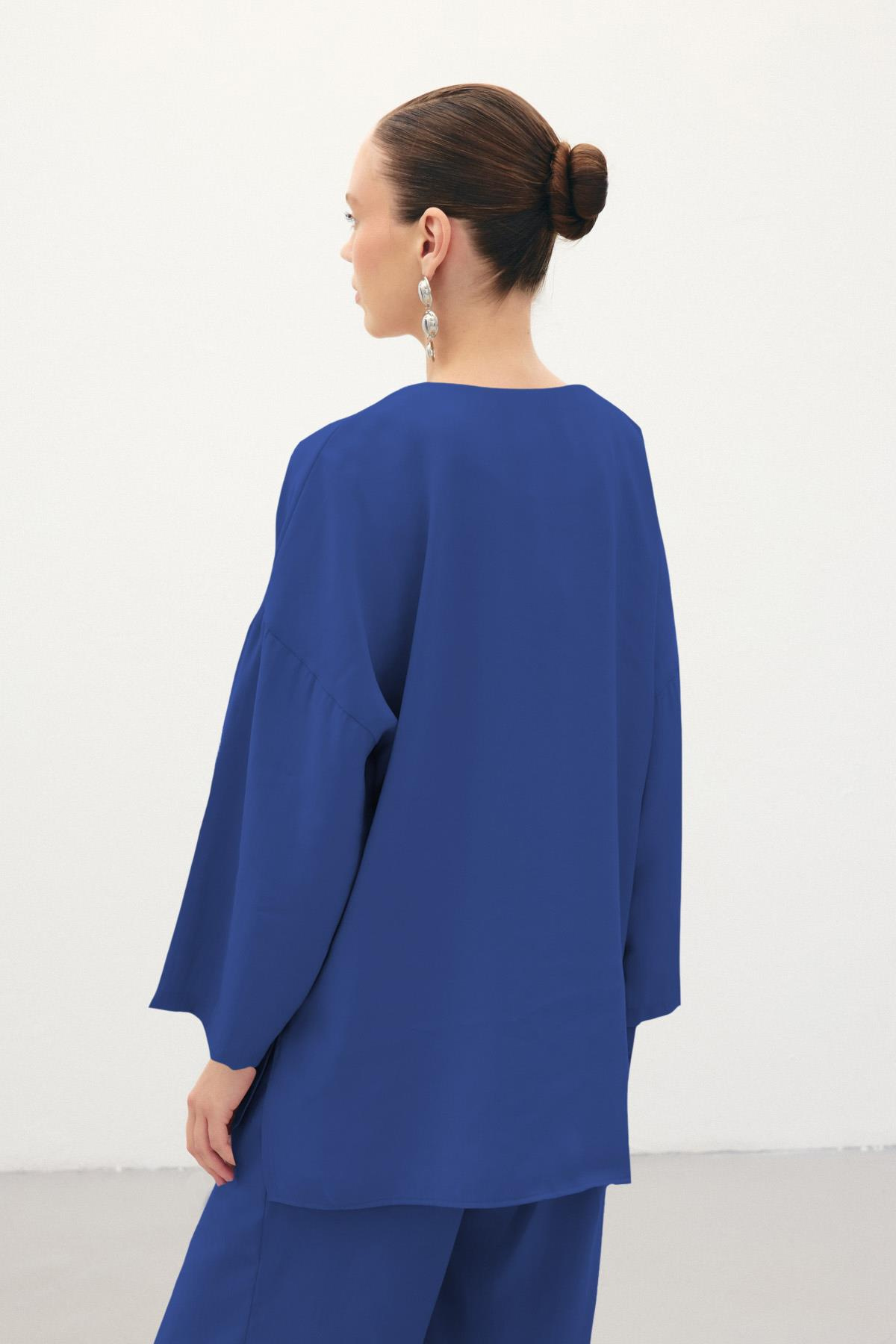 Düğmeli Kimono - İndigo