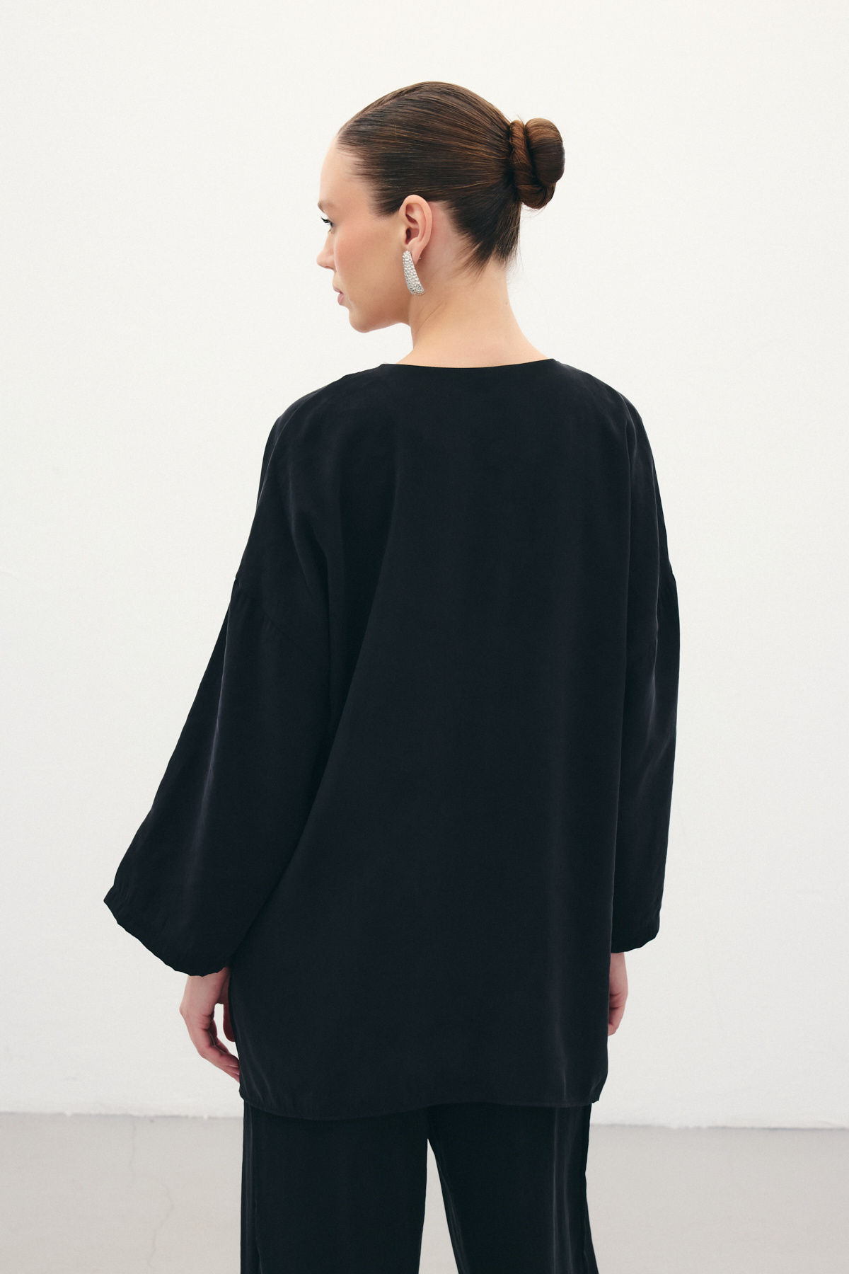 Düğmeli Kimono - Siyah