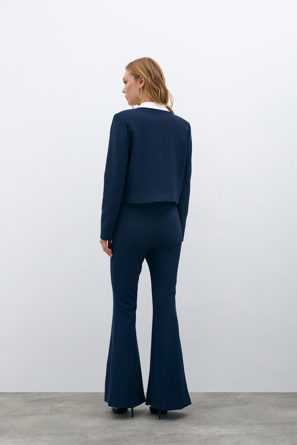 Düğmeli Kısa Ceket - Lacivert