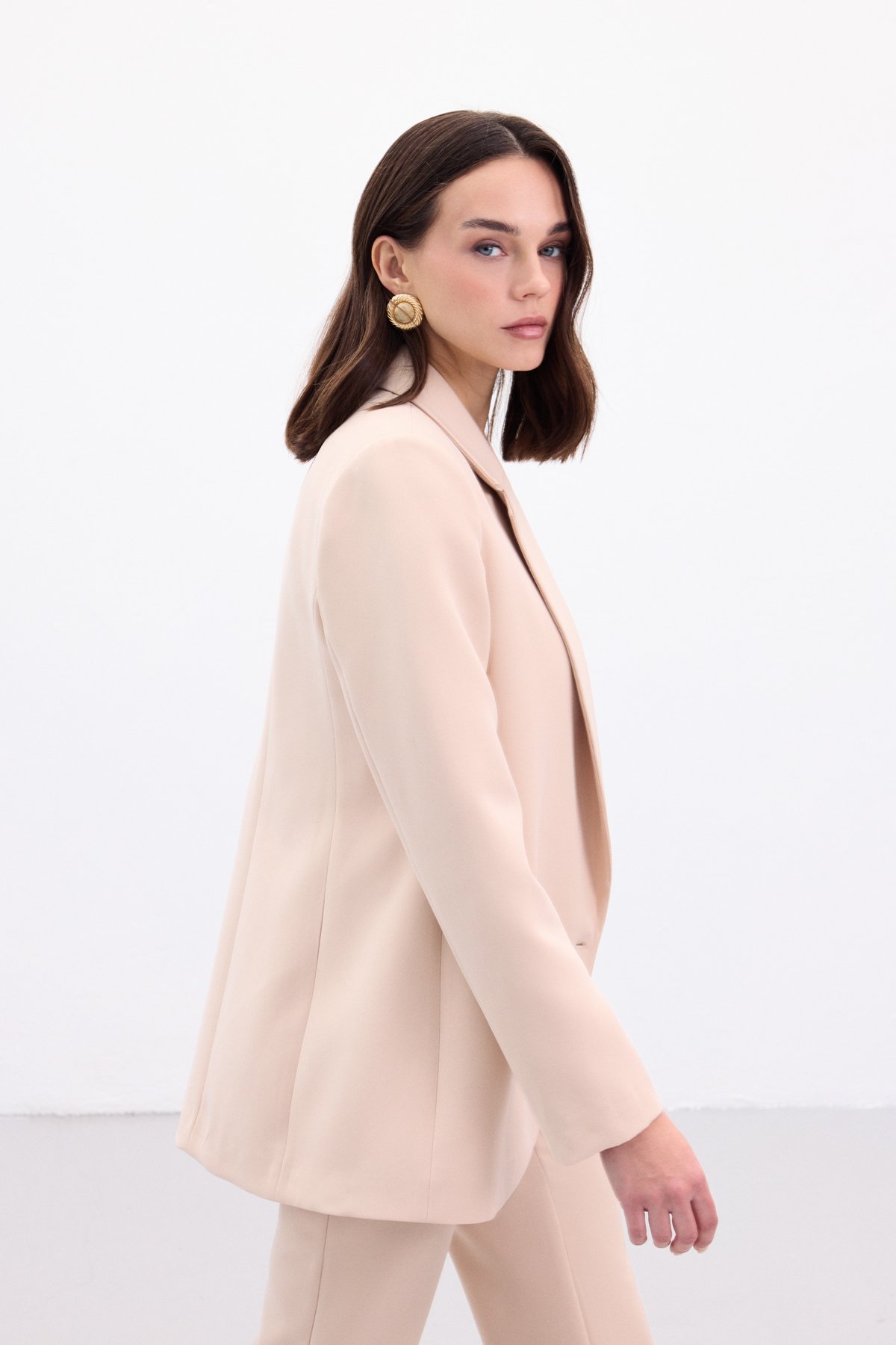 Düğmeli Klasik Ceket - Bej