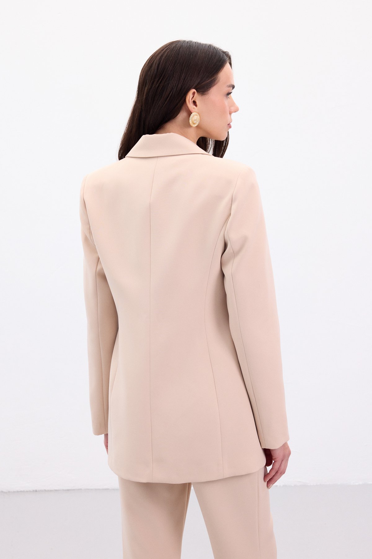 Düğmeli Klasik Ceket - Bej