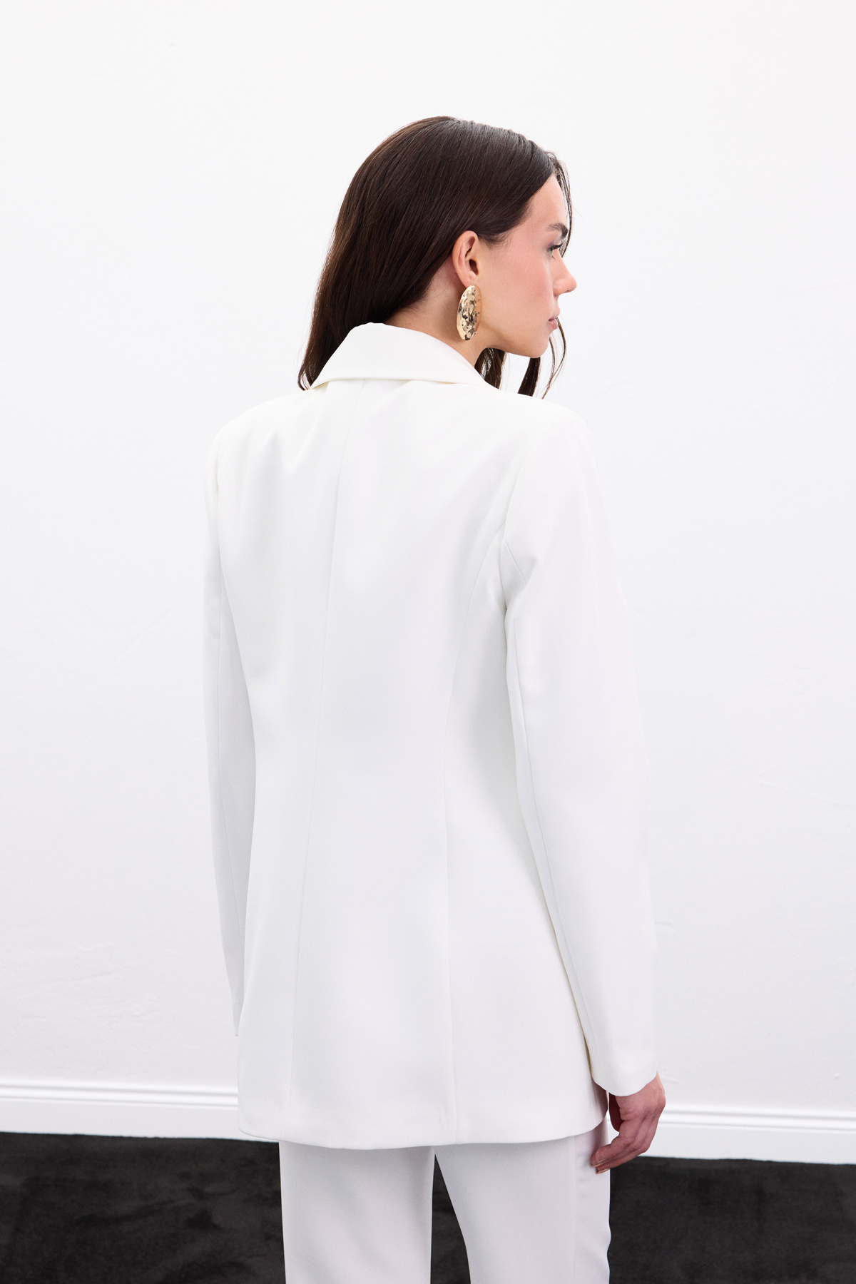 Düğmeli Klasik Ceket - Ekru