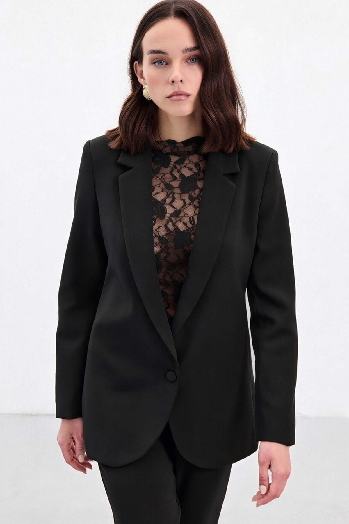 Düğmeli Klasik Ceket - Siyah