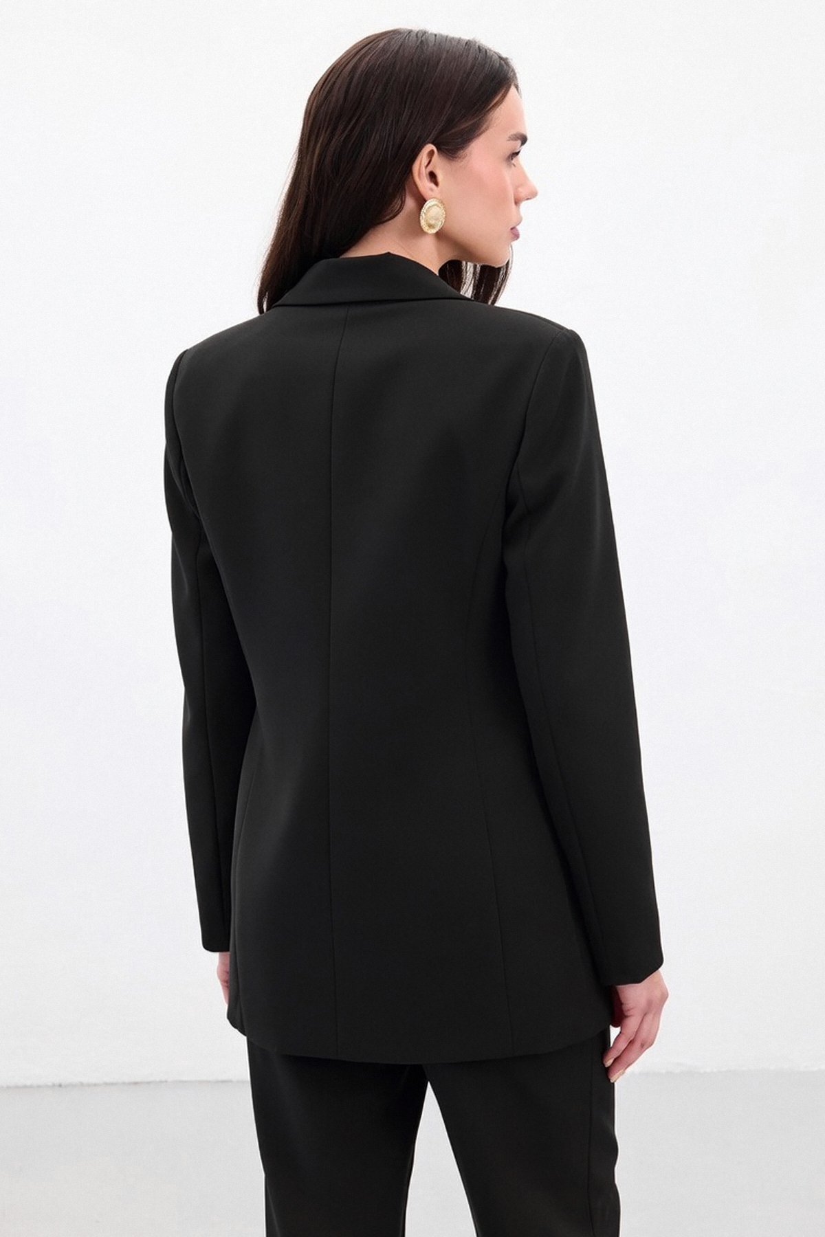 Düğmeli Klasik Ceket - Siyah