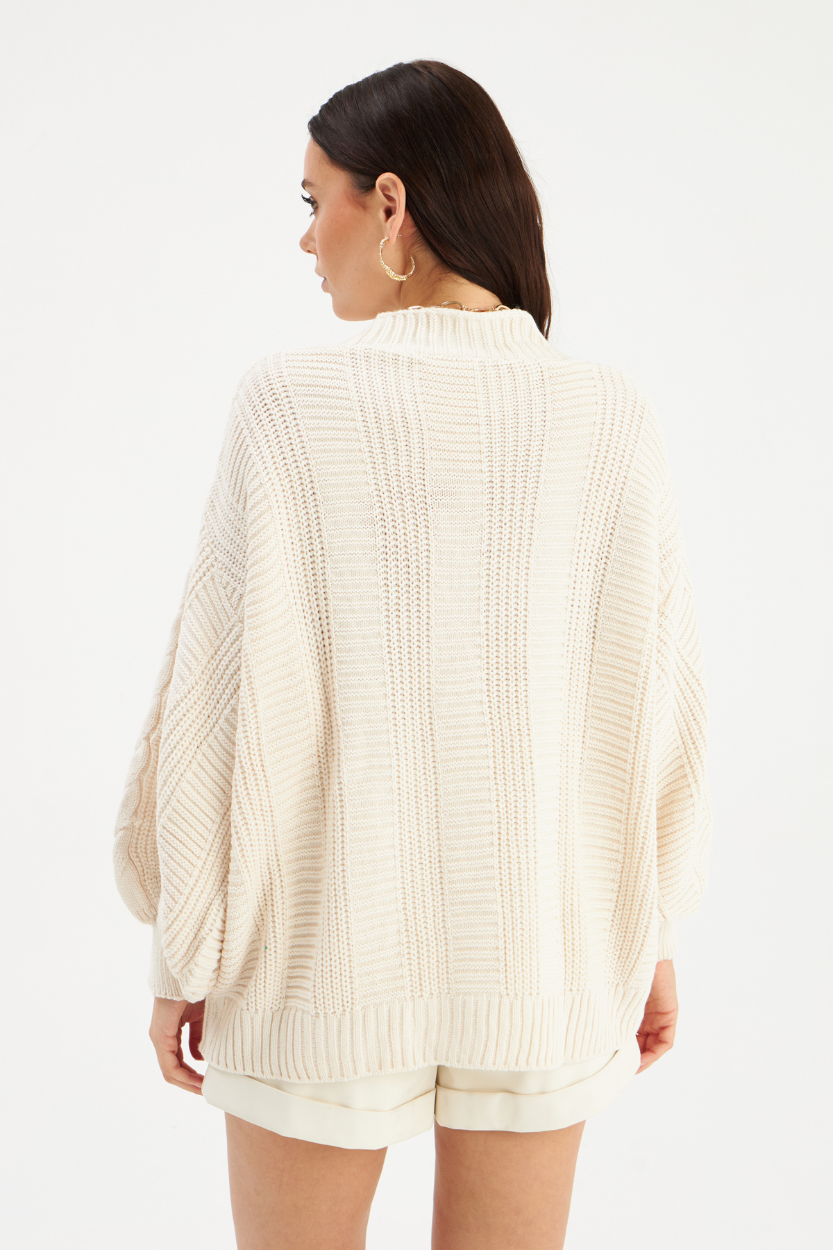 Düğmeli oversize triko hırka - TAŞ
