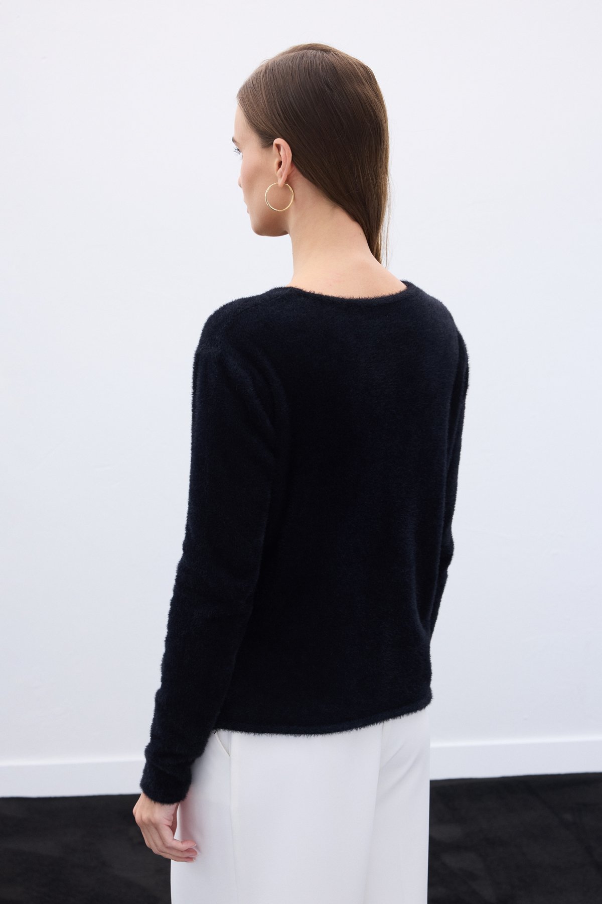 Düğmeli Sakallı Hırka - Siyah