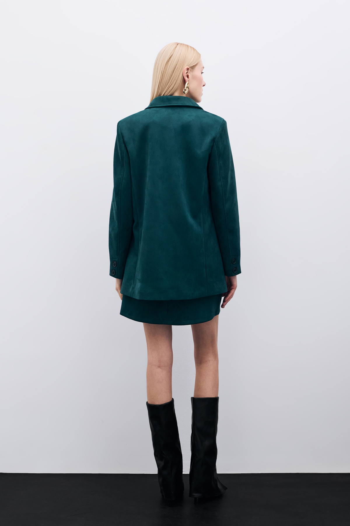 Düğmeli Süet Ceket - Zümrüt