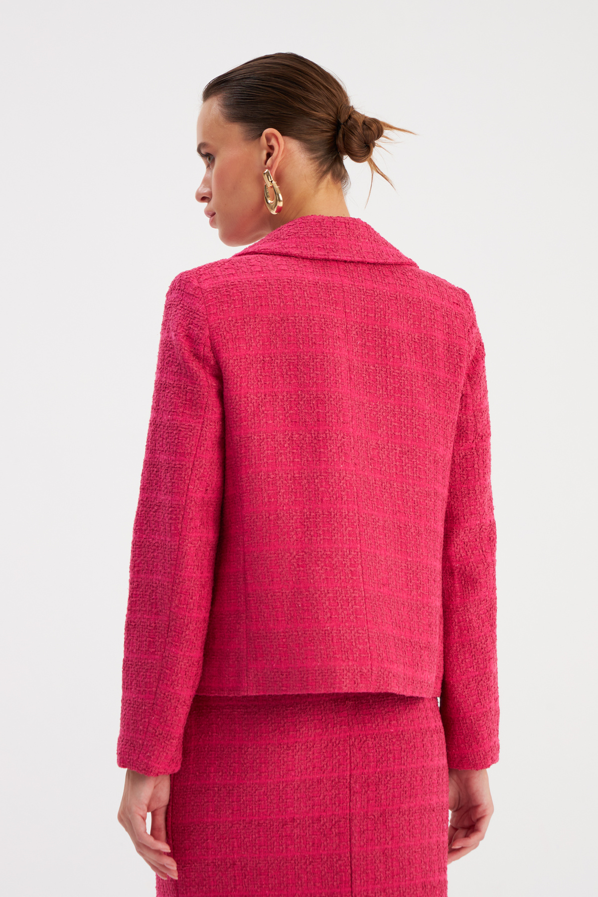 Düğmeli Tüvit Ceket - FUŞYA