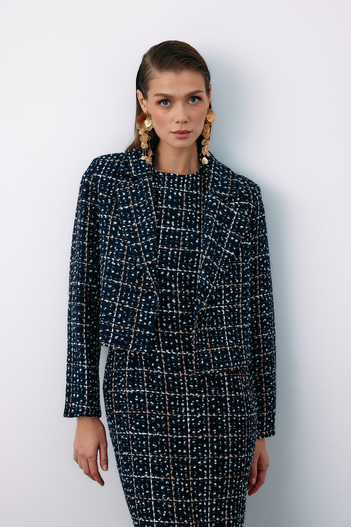 Düğmeli Tüvit Kısa Ceket - LACİVERT