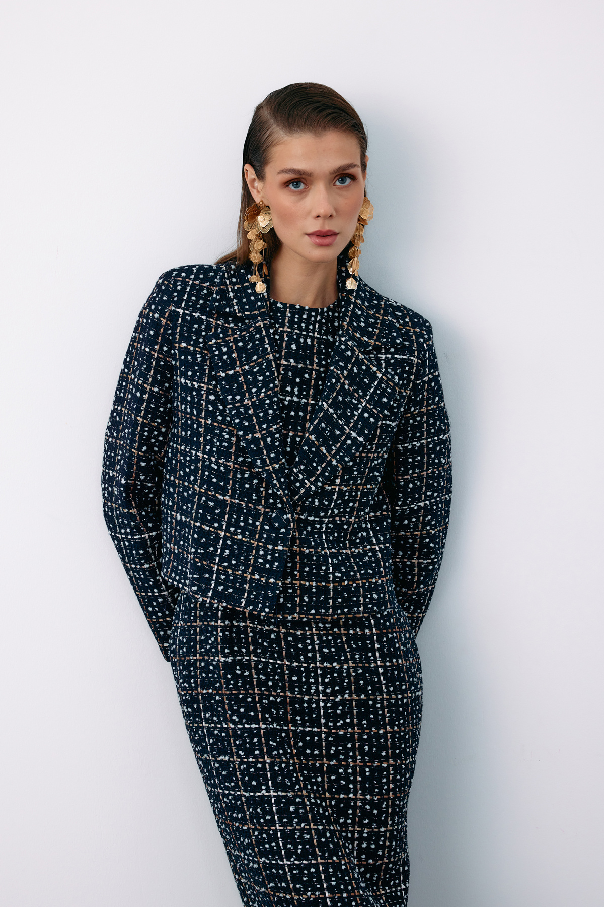 Düğmeli Tüvit Kısa Ceket - LACİVERT