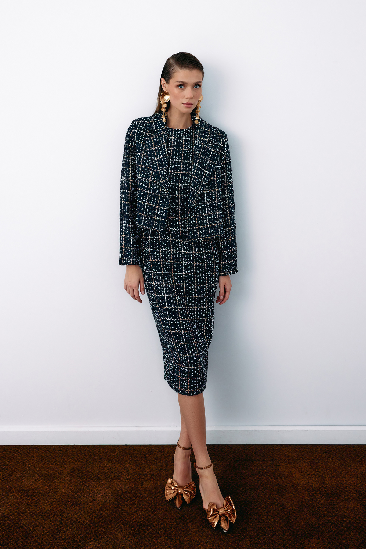 Düğmeli Tüvit Kısa Ceket - LACİVERT