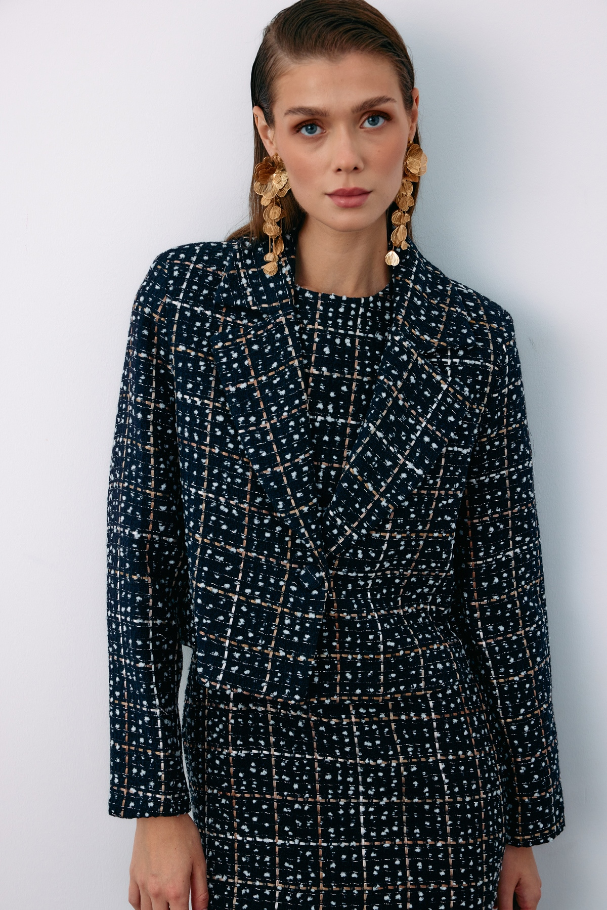 Düğmeli Tüvit Kısa Ceket - LACİVERT