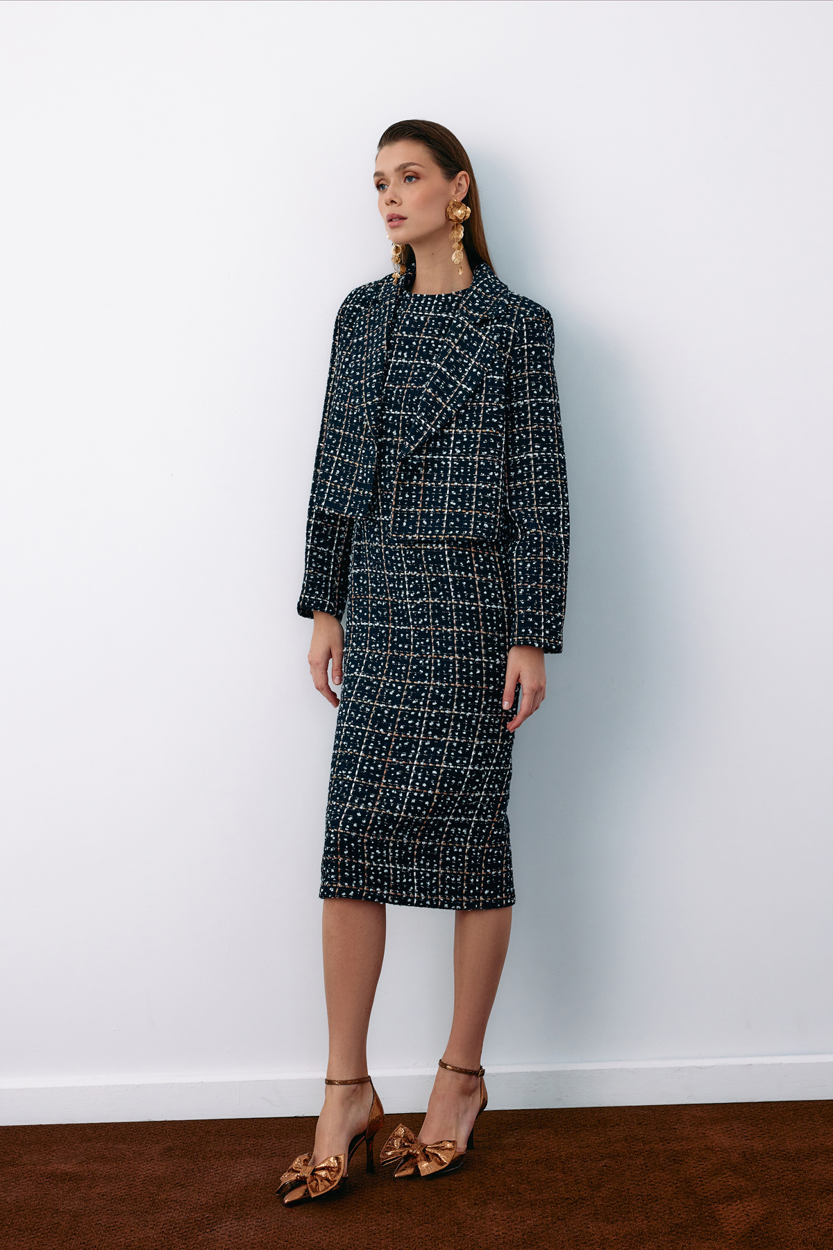 Düğmeli Tüvit Kısa Ceket - LACİVERT