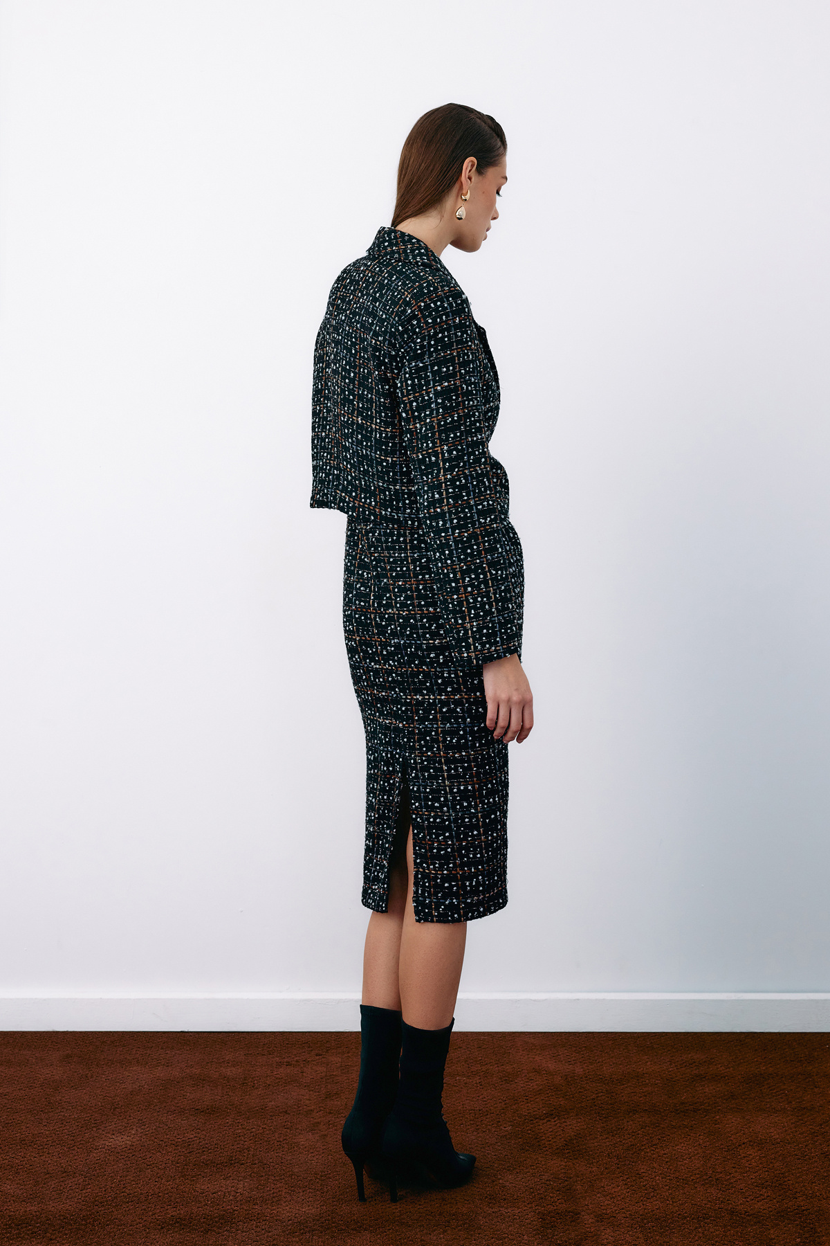 Düğmeli Tüvit Kısa Ceket - SİYAH