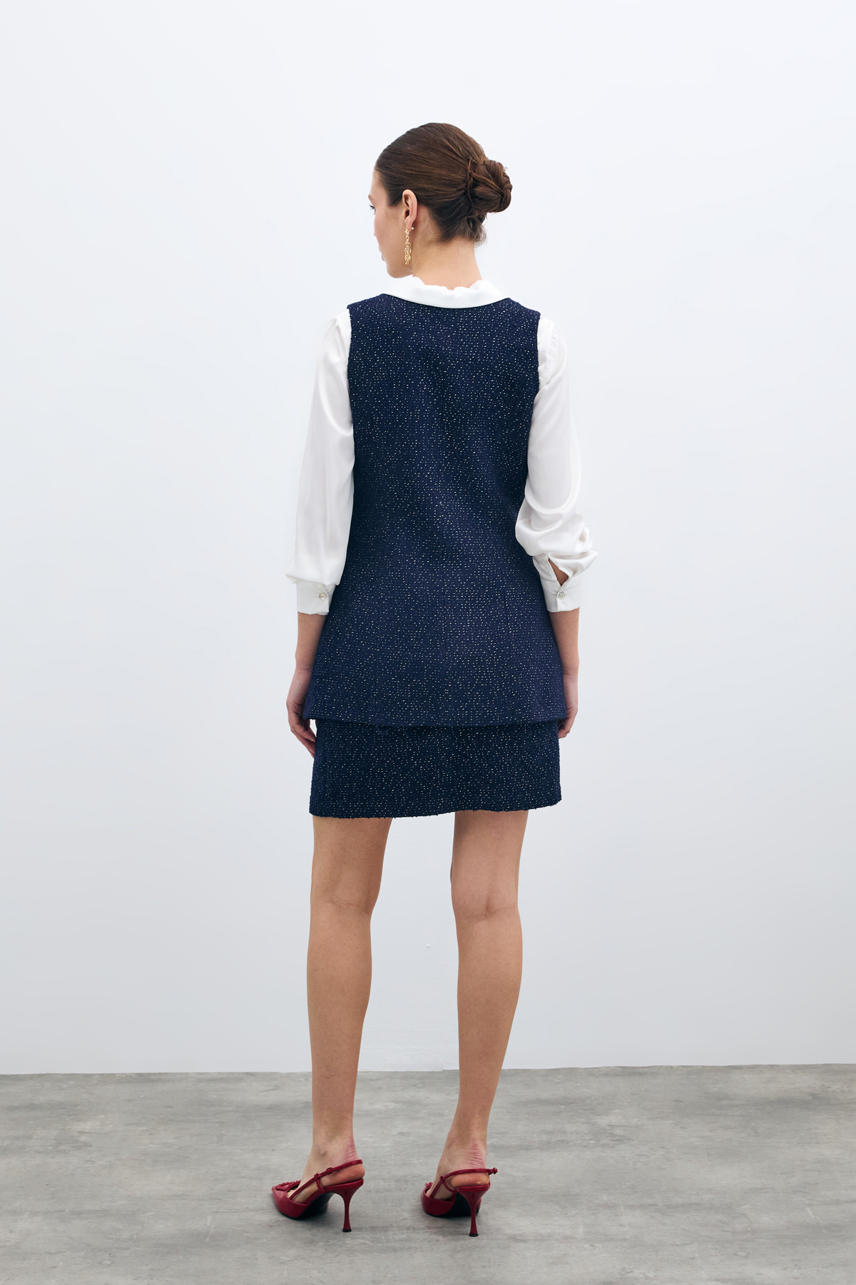 Düğmeli Tüvit Yelek - Lacivert