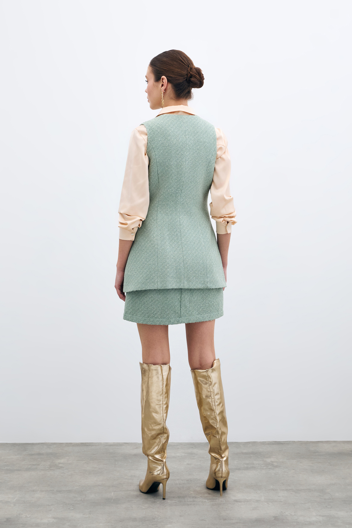 Düğmeli Tüvit Yelek - Mint