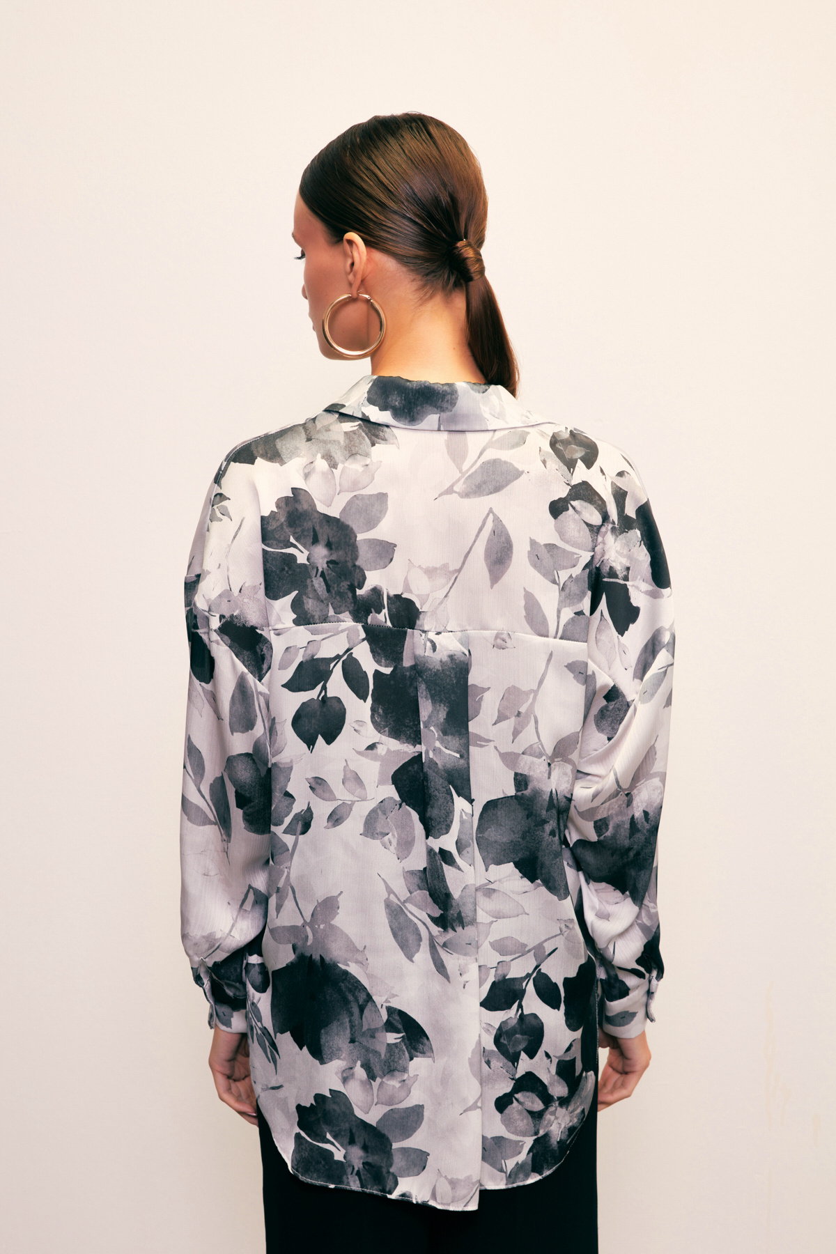 Düşük Kol Salaş Gömlek - SİYAH