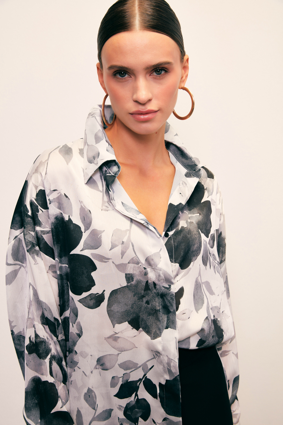 Düşük Kol Salaş Gömlek - SİYAH