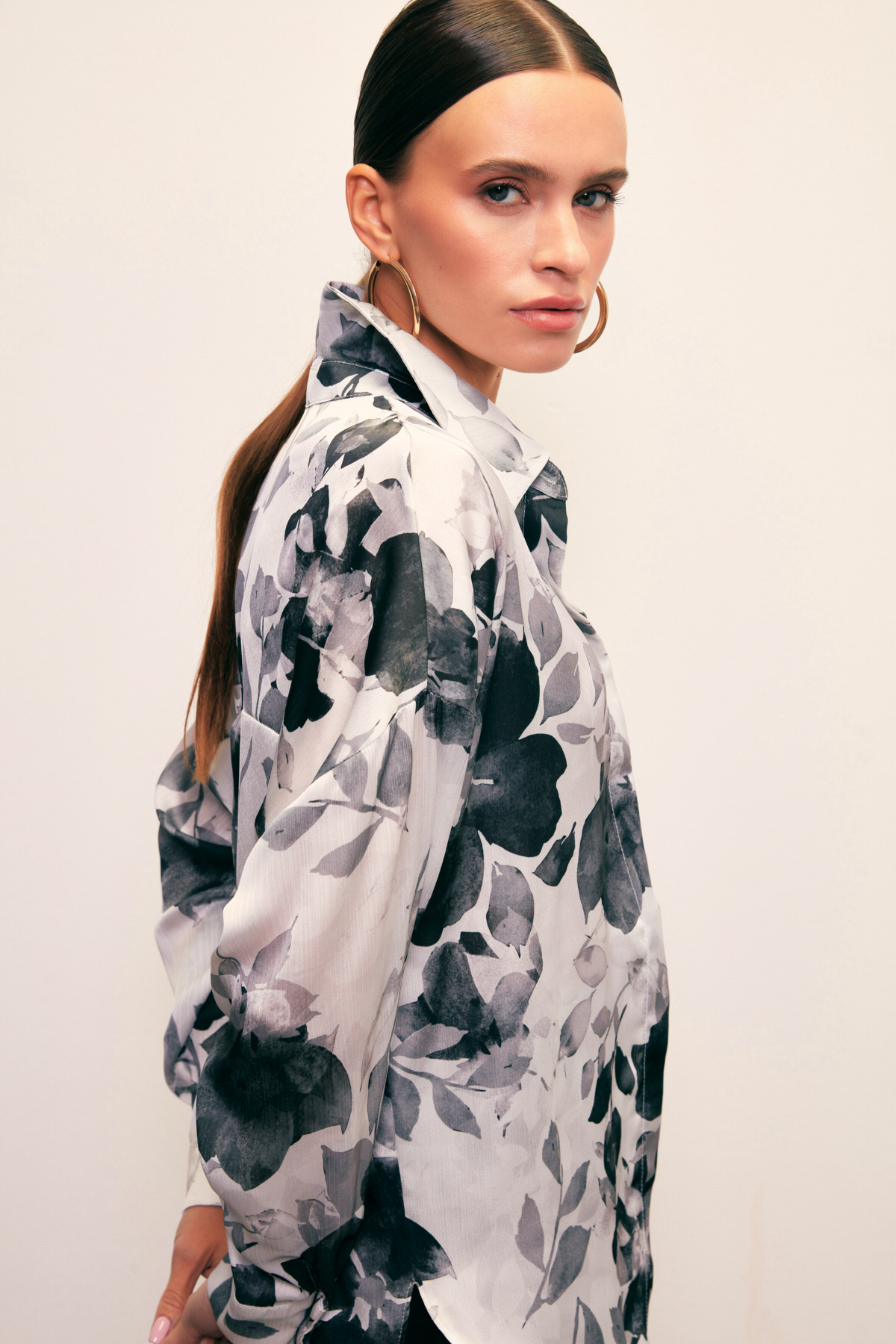 Düşük Kol Salaş Gömlek - SİYAH