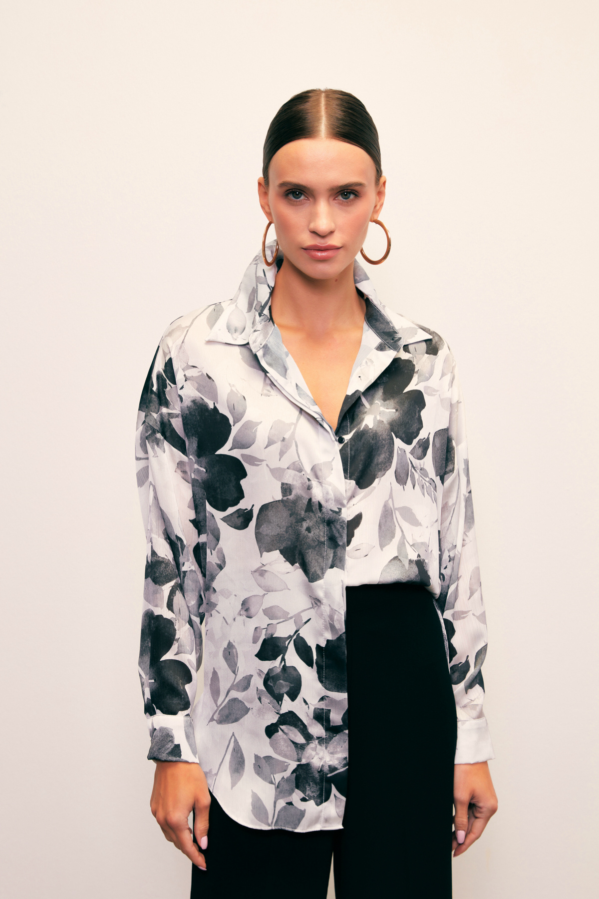 Düşük Kol Salaş Gömlek - SİYAH