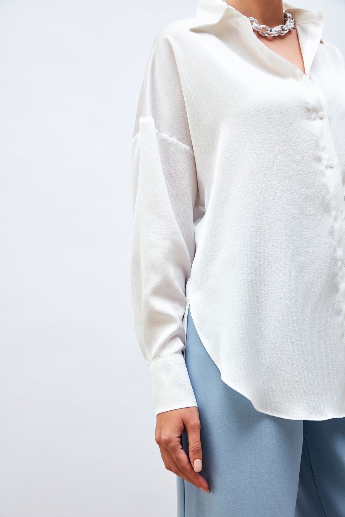 Düşük Omuzlu Salaş Gömlek - EKRU