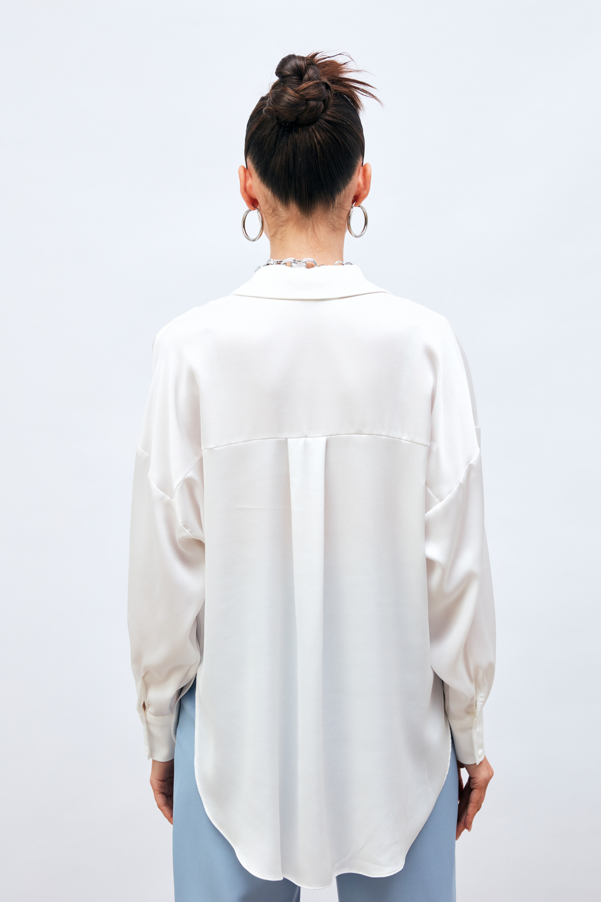 Düşük Omuzlu Salaş Gömlek - EKRU