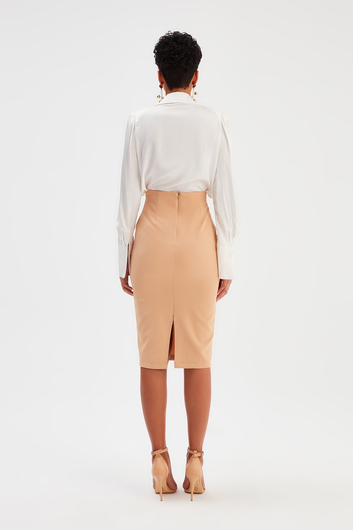 Düz kalem etek - AÇIK CAMEL