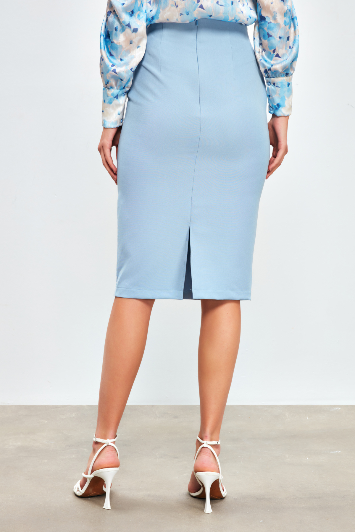 Düz Kalem Etek - BEBE MAVİ