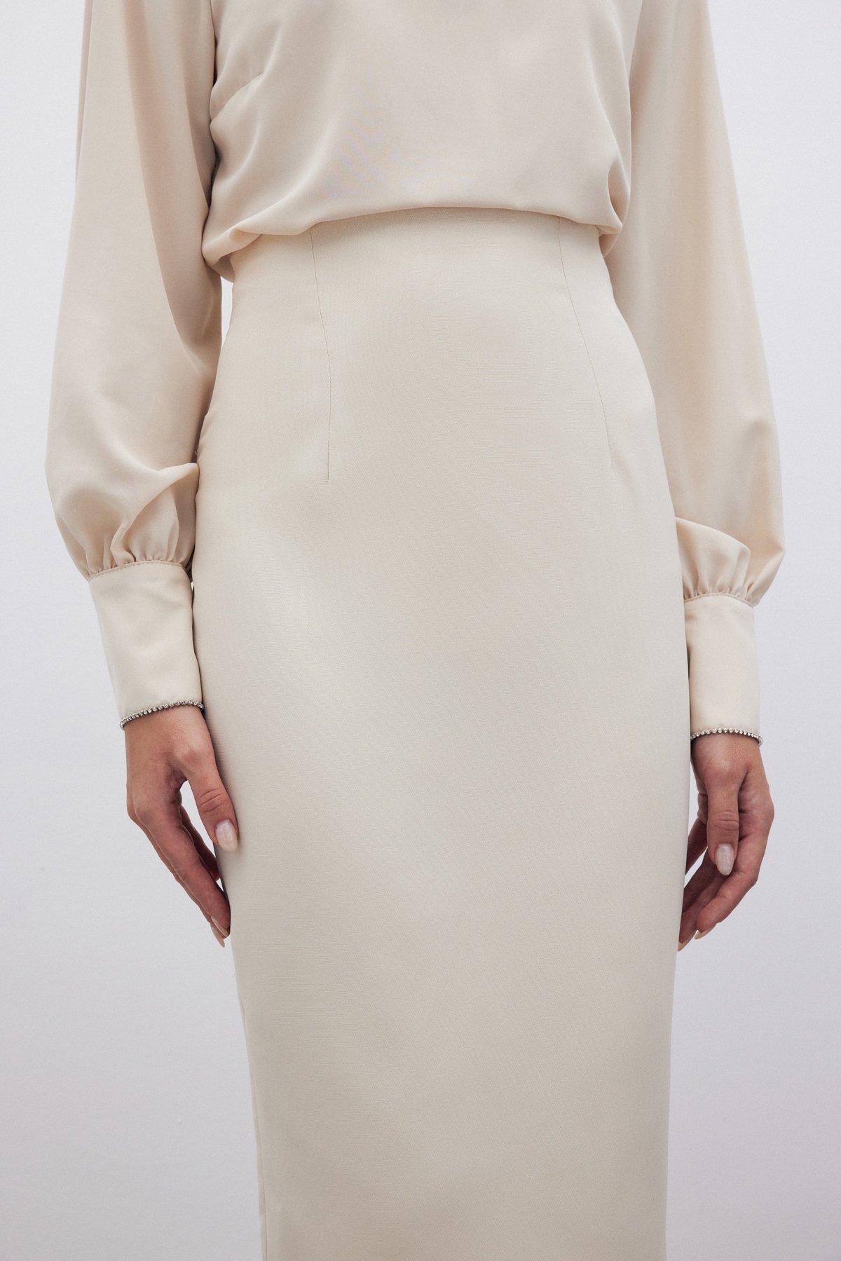 Straight Pencil Skirt - BEIGE