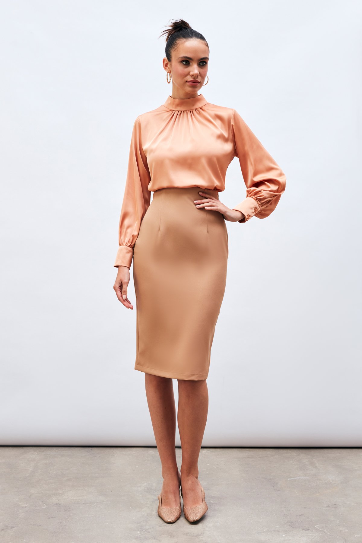 Düz kalem etek - CAMEL